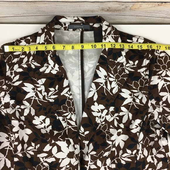 Liz Claiborne Floral Blazer 3/4 Sleeves Brown - Picture 9 of 13